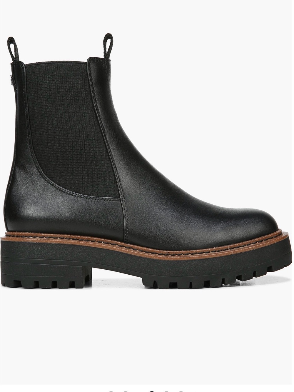 Sam Edelman Black Chelsea Lug Boot with Brown Welt